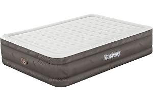 Bestway Fortech 2-sits uppblåsbar madrass med integrerad elektrisk pump och antimikrobiell beläggning 2,03 m x 1,52 m x 46 cm