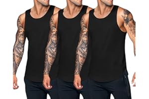 COOFANDY Men's Quick Dry Workout Tank Top Gym Muscle T-Shirt Fitness Bodybuilding Sleeveless Pack of 3