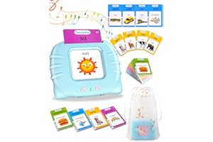 XTACO Tarjetas Parlantes Español, Juguetes niños 2 años, Juguetes Montessori 2 años, 112 Tarjetas/ 224 Palabras Juegos Educativos niños 2 años Azul (Español/Inglés/Bilingüe)
