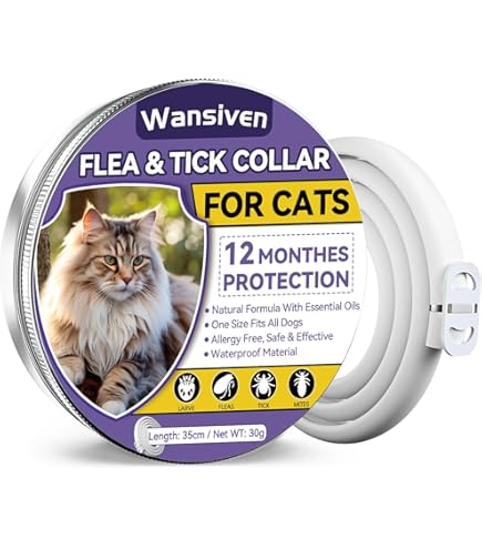 Collare Antipulci Per Gatti Naturale - Protezione 8 Mesi, Impermeabile E Regolabile