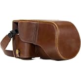 MegaGear MG982 Ever Ready Leather Camera Case with Strap Compatible with Fujifilm X-T30 X-T20 X-T10 16-50 mm / 18-55 mm Lenses Dark Brown