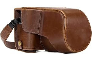 MegaGear MG982 Estuche Ever Ready, Funda de Cuero, de Pronto Uso, con Correa Compatible con Fujifilm X-T30, X-T20, X-T10 (16-50mm / 18-55mm Lenses) - Marron Oscuro