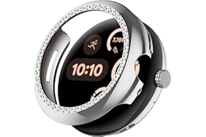 GENERIC Bling Case Compatible with Google Pixel Watch 3 41 mm Cover Hard PC Crystal Diamonds Rhinestone Protective Bumper Shell Smartwatch, without Screen Protector (Silver)