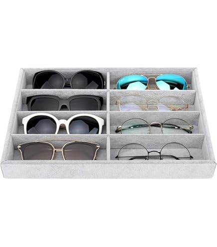 Porta Occhiali Da Sole Con 12 Scomparti - Espositore In MDF E Velluto, Antipolvere, Per Collezione - Foto 4