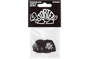 JIM DUNLOP Dunlop 482 TORTEX PITCH BLACK JAZZ III Púas (12-Pack) 0.50 mm