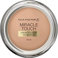 Max Factor Miracle Touch Foundation in der Farbe 75 Golden – Intensives, pudriges Make-up für ein makelloses Hautbild – Mit L