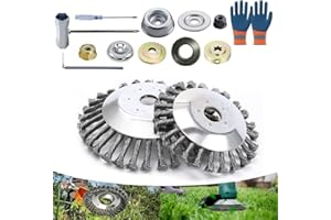 PASLFC Unkrautbürste für Rasentrimmer,2 Stücke Motorsense Drahtbürste,Kegel Unkrautbuerste,Profi Unkrautbürste Freischneider,Wildkrautbürste,Freischneider Zubehör Jäten Drahtbürste(6+8Zoll) (A)