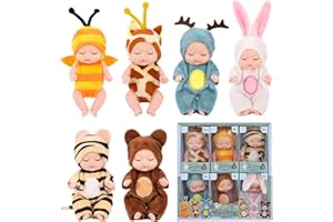 WISPLYE Mini Bambola Reborn, 6 Pezzi Mini Dormire Rebirth Bambole con Vestitini, Bambole Realistico in Silicone Giocattoli Miniatura Regalo per Bambini Ragazzi Ragazze 3+ Anni
