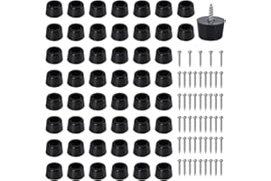 SPDYCESS 50 szt. Okrągły Meble Zderzaki z Gumowymi Nóżkami z Dopasowane Śruby,Antypoślizgowa Ochraniacze na Nogi Mebli Podkładki z Podkładka ze Stali Nierdzewnej dla Biurko Gabinet(D13x10xH7mm)