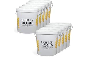 Der Wabenprofi Honigeimer weiß mit Deckel und Bügel - 25 kg - 10 Stück - lebensmittelecht