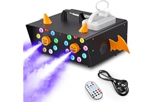 PROPULSION LIFE Macchina del Fumo, Macchina del Fumo da 1500W con Effetti Luminosi, Decorazioni Rimovibili, Nebulizzazione verso L'alto, per Halloween, Spettacoli dal Vivo, Feste, Matrimoni, Concerti, Natale