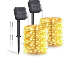 2 Pack Solar Powered Fairy Lights Outdoor Waterproof 12m 120led Solar String Lights Copper Wire Decorative Solar Garden Light