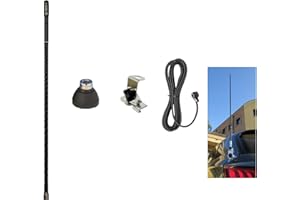 SIRIO ANTENNE Kit CB SIRIO KIT1 avec antenne en fibre Flex-Log 3 de 88 cm et 300 W (s.t.), base 3/8", support antenne inox inclinable 2 directions, câble 4 m RG 58