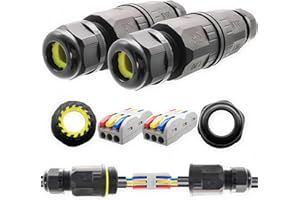 Wasserdichter Steckverbinder CTRICALVER 3-poliger Push-Pod-Klemmenblock, L20 Durchgang, IP68, geeignet für Kabeldurchmesser Ø6-9 mm, wasserdichte Anschlussdose (2 Stück)