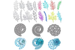 DOG'S BOOTY Dies Scrapbooking Métal Fleur Cadre Matrices de Découpe Feuilles Fleur Pochoir de Gaufrage 11 Pièces Dies Scrapbooking de Feuilles pour Scrapbooking Fête Album Photo Cartes Papier Décoration