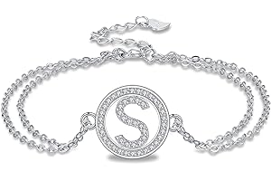 Micory Bracciale in Argento Sterling 925 per Donne Ragazze iniziale Catena Sottili Lettera A-Z,Catena Estensibile da 16-19 cm