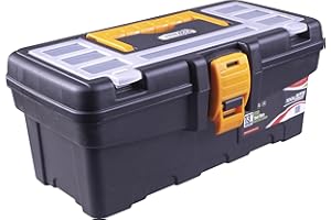TOOL LAB Eco Master Series tool boxes with removable tote tray and organiser compartments built into the lid. With sturdy plastic catches and carrying handle (13 Inch)