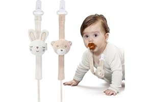 COTTONBEBE Catenella Portaciuccio in Cotone Organico, 2 Pezzi Catenella Ciuccio per Bambini e Bambine, Adatto a tutti i ciucci e giocattoli con foro (Coniglio & Orso)