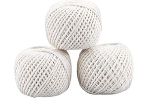 MODESH Pack of 3 String - 50M (164 Feet) Per Roll Cotton Twine String Ball - White School Art and Craft & Kitchen Cooking String - Cotton Cord for Culinary Tasks, & Gardening Applications || Pack of 3