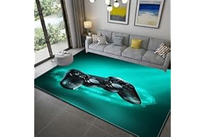 PEIHUODAN Videojuego 3D Gamepad Grande Alfombra Sala de Estar Gamepad Moderno Alfombra para Habitación de Niños Gamer Antideslizante Lavable Alfombra de Pelo Corto Alfombras Salon (Verde,160 x 200 cm)