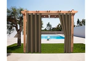 SK Studio 1 Panel de Cortina para Exteriores a Prueba de Viento Impermeable Cortina Patio Cabana Porche Gazebo Panel de Cortinas marrón, 132x213cm