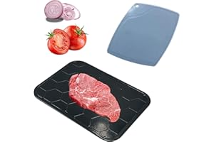 KLAIMBMO 2 Stück Auftauplatten Auftauen Tablett, Auftauplatte, Aluminium Auftauplatte, Gefrorenes Fleisch Auftauplatte, geeignet für Fisch/Fleisch/Tiefkühlkost(23 x 16,5 cm )