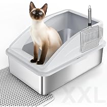 Pawesome Edelstahl Katzenklo XXL – Rostfrei, Leicht Zu Reinigen, Mit Streuschaufel, Für Große Katzen