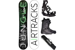 AIRTRACKS Snowboard Set (Paquete Completo) Tabla Jungle Hero Wide Hybrid Rocker (Hombre)+Fijaciones Master+Botas+SB Bolsa Nuevo 152 155 159 cm
