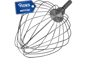 VIOKS Fouet pour robot de cuisine KW717152 Kenwood pour robot de cuisine Chef XL Major Cooking Chef Fouet Mélangeur en acier inoxydable 9 fils