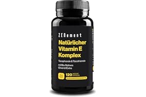 Natürlicher Vitamin-E-Komplex, Tocopherole & Tocotrienole, 120 Weiche Kapseln | mit Bio-Natives Olivenöl Extra | Vollspektrum