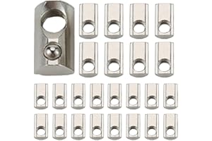 AUTUUCKEE 25 Pcs M8 T Slot Nuts Roll in Spring T-nut with Roll Ball, Carbon Steel for 4040 Series Aluminum Extrusion Profile Rail with 8mm Slot (Silver)