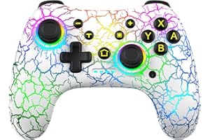 HASACOOL Wireless Switch Pro Controller for Switch/Lite/OLED/iOS/Android, Wired PC Gaming Controller with Cool LED Light, Turbo, 6-Axis Gyro, Vibration