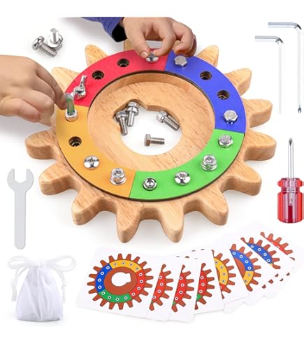 Montessori Zahnrad Spielzeug - Holzspielzeug Mit 15 Bunten Zahnrädern