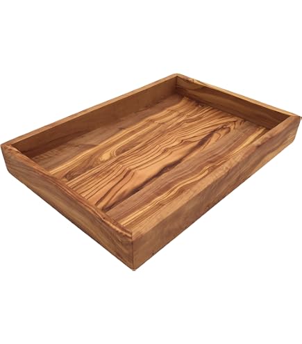 Tablett „My Home“ Aus Olivenholz – Handgefertigt, 42x27x4 Cm, Für Servieren, Deko & Aufbewahrung