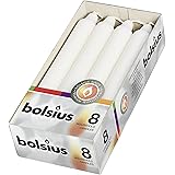 Bolsius Glatte Stabkerzen - Weiß - Set 8 Stück im Karton - Dekorative Haushaltkerzen - Brenndauer 6 Stunden - Unparfümierte -