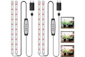 COKOLILA 2er-Pack 2 Stäbe Pflanzenlichtstreifen, Pflanzenlampe Vollspektrum mit 240 LED, Pflanzenlicht mit Auto ON/Off Timer 6/12/18H, 3 Lichter Modi, 5 Helligkeit, Pflanzenleuchte für Zimmerpflanzen