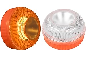 ‎YUANJOY Yuanjoy 2 Stück V16 Warnleuchte, magnetischer Sockel, 360° LED-Notfallleuchte für Autos und Motorräder, Blinkmodus, Gelb, Dauerlicht, Weiß