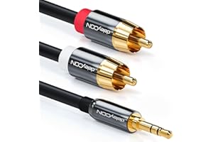 deleyCON Kabel jack 3,0 m kabel cinch 3,5 mm jack do cinch RCA Stereo kabel audio 1x wtyczka jack na 2 x wtyczka RCA wtyczka metalowa czarna