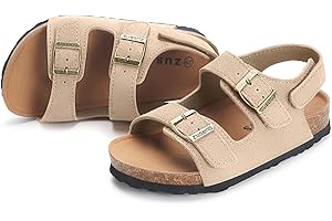 Dokela Sandales en Daim pour Enfants Été Antidérapant Sandales en Liège Chaussons Réglables Garçons Fille