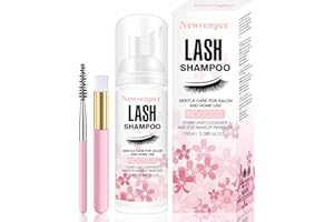 NEWVENPER Wimpernshampoo Wimpernschaum Cleanser mit Reinigungsbürste Wimpernreiniger für Wimpernverlängerung Schaumwäsche Lash Shampoo für Zuhause und Salon Gebrauch 100ML