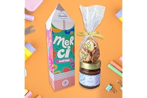 CHOCODIC Coffret gourmand caramel et galettes au beurre personnalisées Chocolat Merci Maîtresse ou Atsem (Version Merci Maître)