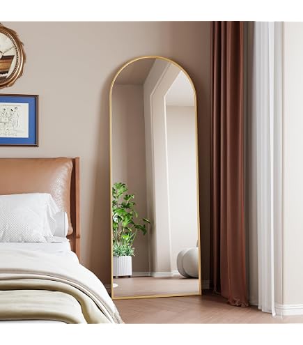 Miroir Sur Pied Benicia - 160x50 Cm, Cadre Métal Blanc Mat - Mural Ou Debout, Miroir Plein Corps