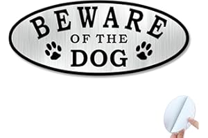 SINMAO Beware of The Dog Sign Brushed Aluminium with Self-Adhesive 7x3 Inches Rust Free Metal UV Protected Weather Resistant Durable Easy to Mount