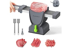 SupMaKin Trancheuse à viande fraîche et crue, épaisseur réglable 2 ou 4 mm, couteaux en acier inoxydable, pour bœuf, porc, saumon, ne convient pas pour la viande congelée