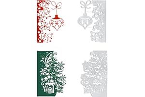 FLOFIA Fustelle Natalizie per Biglietti d’Auguri Natale Albero di Natale Lanterna Natalizia Fustelle Stencil Cutting Dies per Cartolina Biglietti d’Auguri Creazione Fai da Te Natale (2 Set)