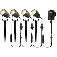 Aourow Gartenbeleuchtung LED,3W x 4 Warmweiße LED Gartenleuchte mit Metall-Erdspieß,IP65 Wasserdichter Niederspannungs…