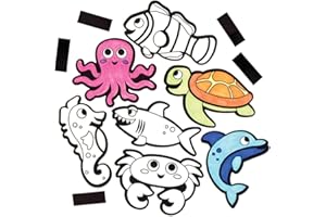 ‎BAKER ROSS Baker Ross Magneten zum Ausmalen Leben im Meer, für Kinder Kunsthandwerksprojekte (Packung mit 12) AT924, Mittel