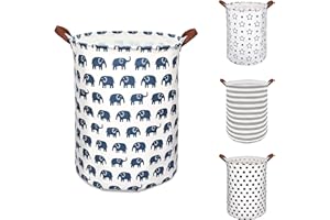 Laundry Basket CORYIN Large Washing Basket 65L Hamper Basket with Handles Waterproof Storage Baskets for Clothes Toys Bedroom Accessories Laundry Bags Dirty Clothes Laundry Hamper, Blue Elephant