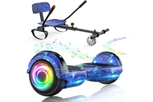 SISIGAD Hoverboard, Hoverboard with Seat Attachment, Self Balancing Scooter with LED Lights, Hoverboards for Kids