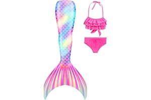 shepretty Coda di Sirena con Bikini per Bambina Set Bikini